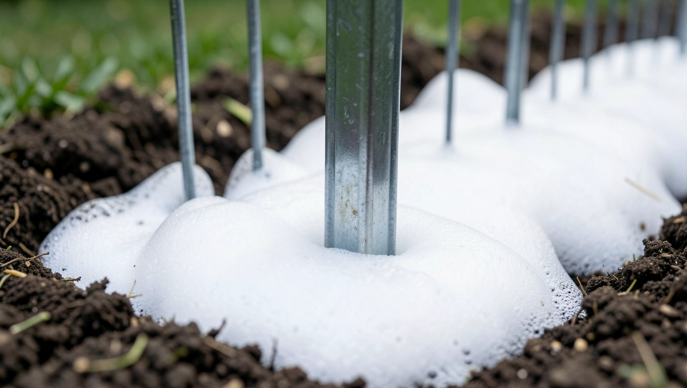 montaż słupków ogrodzeniowych na piankę